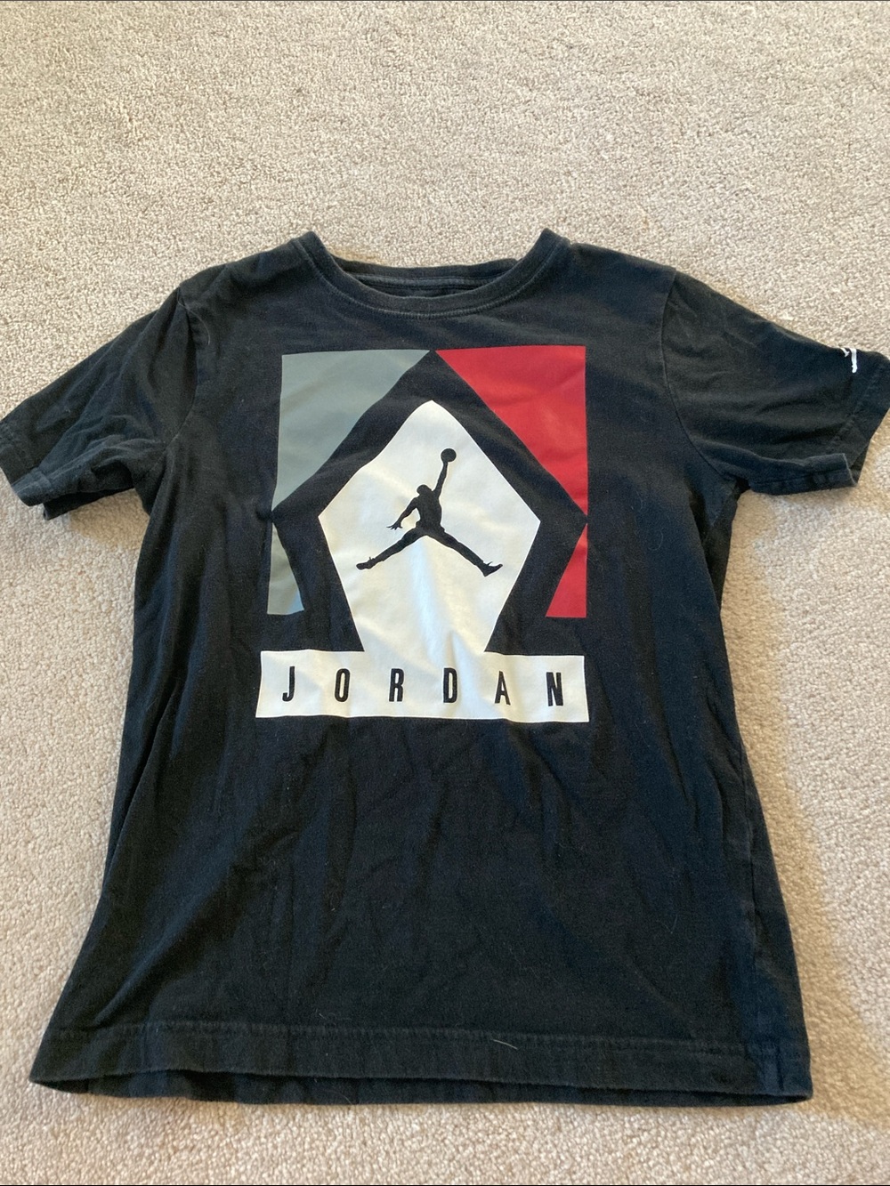 Jordan Black Short-Sleeve Tee with Multi-Color Geometric Jumpman